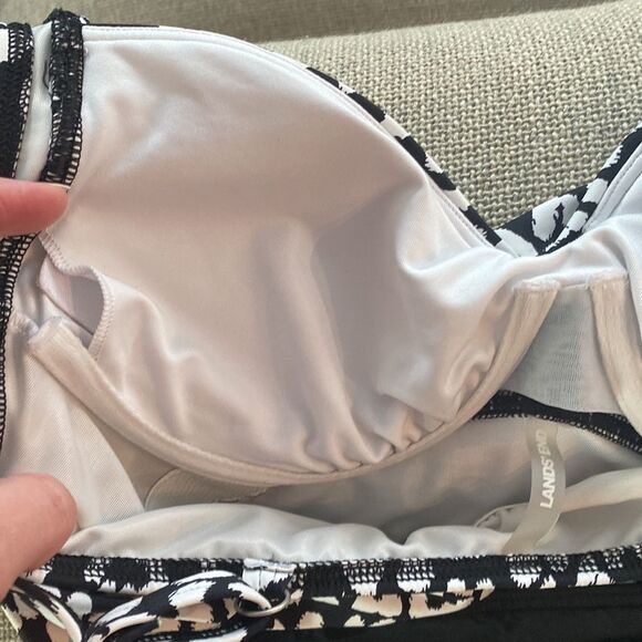 Lands’ End Black White Tankini Swimsuit Size 4P - Picture 12 of 13